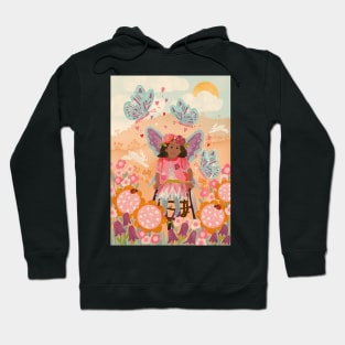Beautiful Black Butterfly Fairy in a Woodland Wheelchair Hoodie